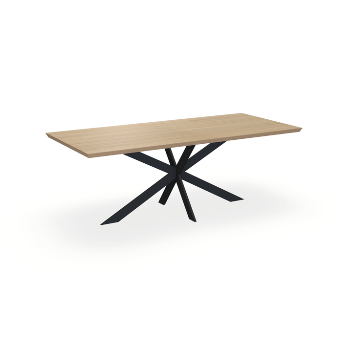 Eettafel Eiken Fineer Naturel - Recht - Matrix Ultra Onderstel Mat Zwart - {{ product.type }} - Kas20