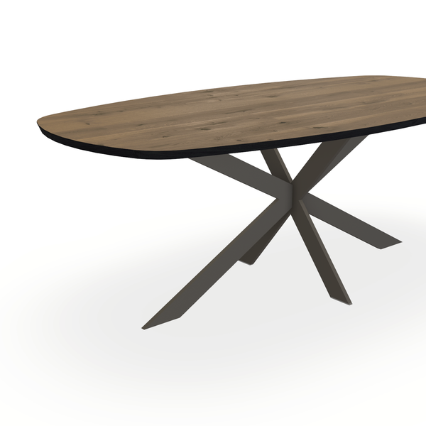Eettafel Eiken Chocolate - Ovaal Deens - Matrix Ultra Onderstel Mat Donkerbruin - {{ product.type }} - Kas20