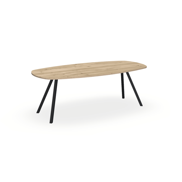 Eettafel Eiken Naturel - Ovaal Deens - I Schuin Onderstel Mat Zwart - {{ product.type }} - Kas20
