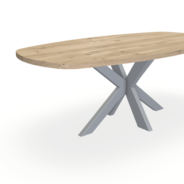 Eettafel Eiken Naturel - Ovaal Deens - Matrix Dun Onderstel Mat Zilver - {{ product.type }} - Kas20