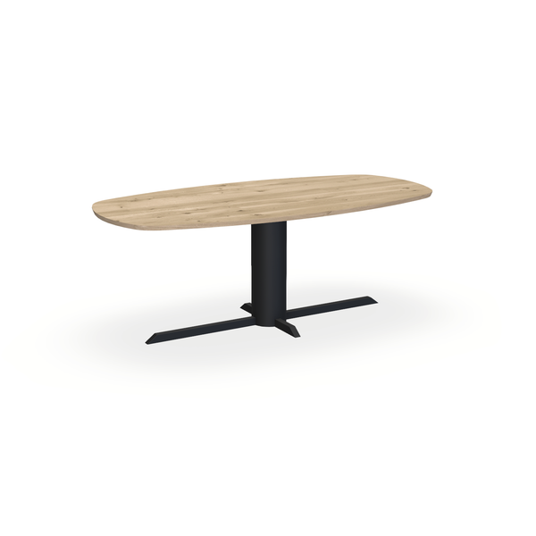 Eettafel Eiken Naturel - Ovaal Deens - Ilona Onderstel Mat Zwart - {{ product.type }} - Kas20