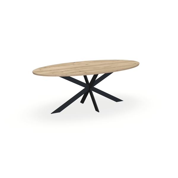 Eettafel Eiken Naturel - Ovaal - Matrix Ultra Onderstel Mat Zwart - {{ product.type }} - Kas20