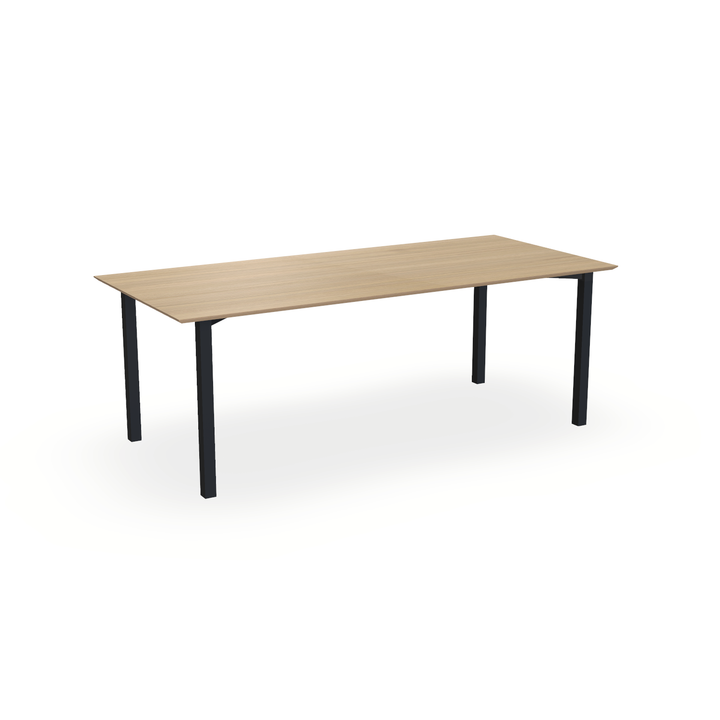 Eettafel Eiken Fineer Naturel - Recht - Ace Onderstel Mat Zwart - {{ product.type }} - Kas20