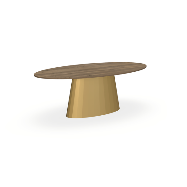 Eettafel Eiken Chocolate - Ovaal - Sjors Onderstel Mat Goud - {{ product.type }} - Kas20
