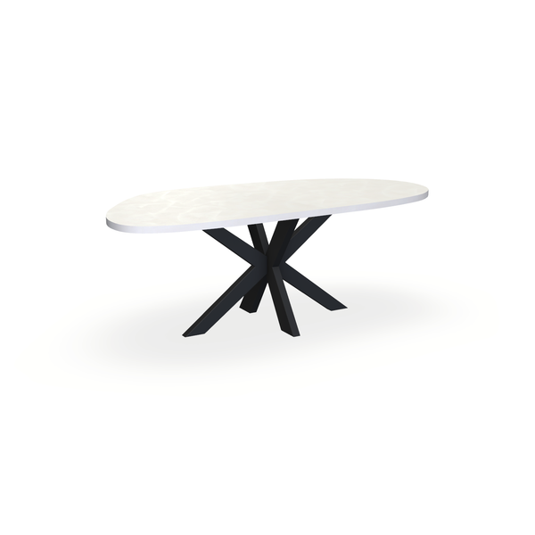 Eettafel Beton Beige - Organisch A - Matrix Dun Onderstel Mat Zwart - {{ product.type }} - Kas20