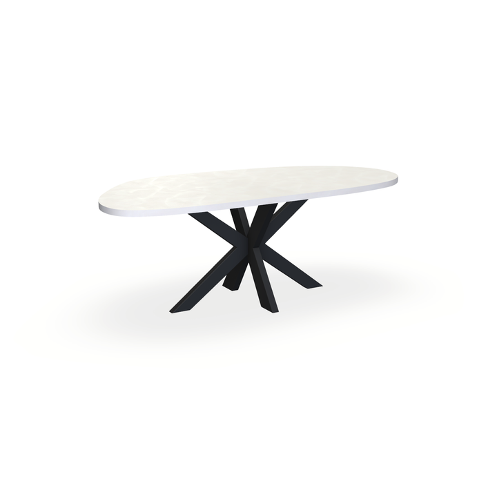 Eettafel Beton Beige - Organisch A - Matrix Dun Onderstel Mat Zwart - {{ product.type }} - Kas20