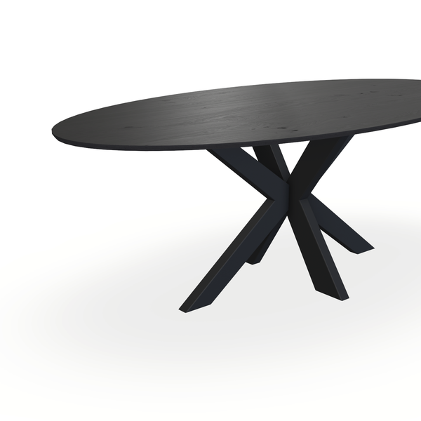 Eettafel Eiken Fineer Noesten Zwart - Ovaal - Matrix Dun Onderstel Mat Zwart - {{ product.type }} - Kas20