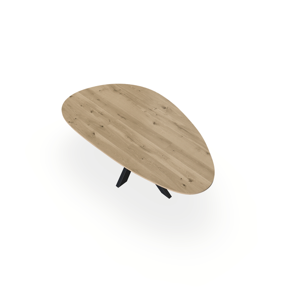Eettafel Eiken Naturel - Kiezel B - Matrix Dun Onderstel Mat Zwart - {{ product.type }} - Kas20