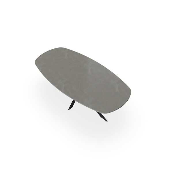 Eettafel Beton Concrete Grey - Ovaal Deens - Matrix Ultra Onderstel Mat Zwart - {{ product.type }} - Kas20