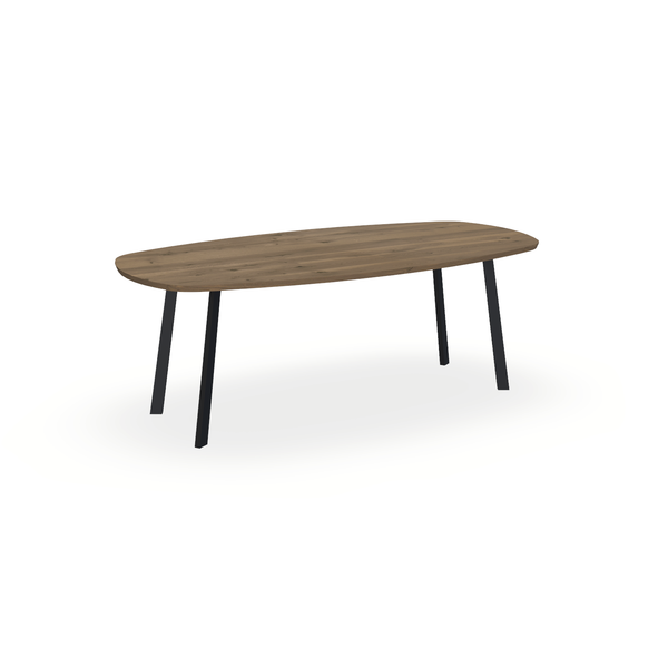 Eettafel Eiken Chocolate - Ovaal Deens - I Poot Onderstel Mat Zwart - {{ product.type }} - Kas20