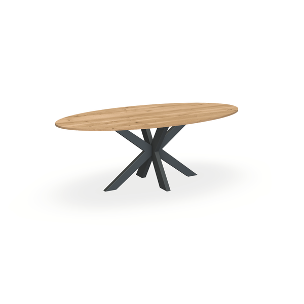 Eettafel Eiken Maurra - Ovaal - Matrix Dun Onderstel Mat Antraciet - {{ product.type }} - Kas20
