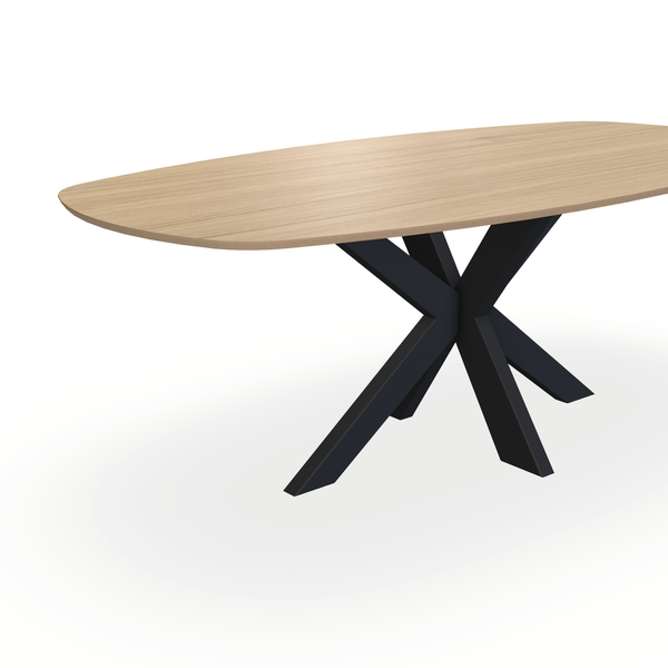 Eettafel Eiken Fineer Liqurien - Ovaal Deens - Matrix Dun Onderstel Mat Zwart - {{ product.type }} - Kas20