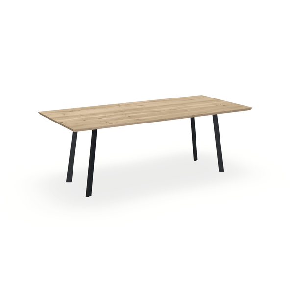 Eettafel Eiken Naturel - Recht - I Poot Onderstel Mat Zwart - {{ product.type }} - Kas20