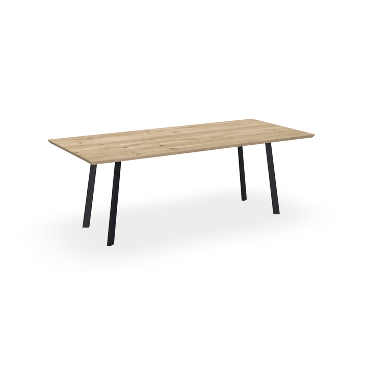 Eettafel Eiken Naturel - Recht - I Poot Onderstel Mat Zwart - {{ product.type }} - Kas20