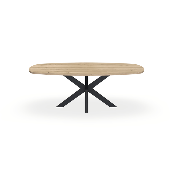 Eettafel Eiken Naturel - Ovaal Deens - Matrix Dun Onderstel Mat Zwart - {{ product.type }} - Kas20