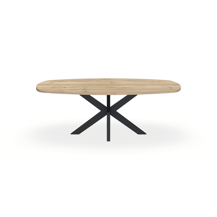 Eettafel Eiken Naturel - Ovaal Deens - Matrix Dun Onderstel Mat Zwart - {{ product.type }} - Kas20