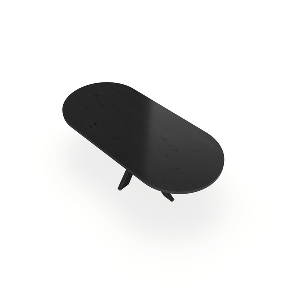Eettafel Eiken Fineer Noesten Zwart - Ovaal Plat - Matrix Dun Onderstel Mat Zwart - {{ product.type }} - Kas20