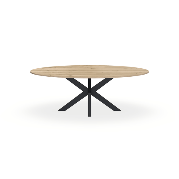 Eettafel Eiken Naturel - Ovaal - Matrix Dun Onderstel Mat Zwart - {{ product.type }} - Kas20