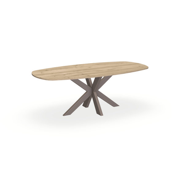 Eettafel Eiken Naturel - Ovaal Deens - Matrix Dun Onderstel Mat Lichtbruin - {{ product.type }} - Kas20