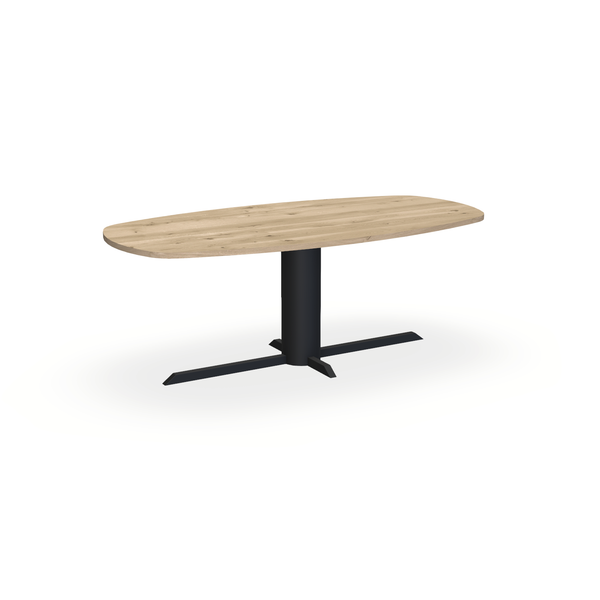 Eettafel Eiken Naturel - Ovaal Deens - Ilona Onderstel Mat Zwart - {{ product.type }} - Kas20