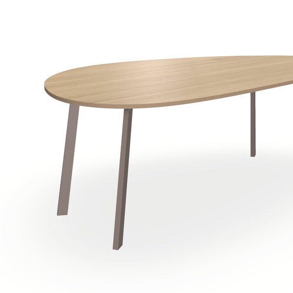 Eettafel Eiken Fineer Liqurien - Kiezel B - I Poot Onderstel Mat Lichtbruin - {{ product.type }} - Kas20