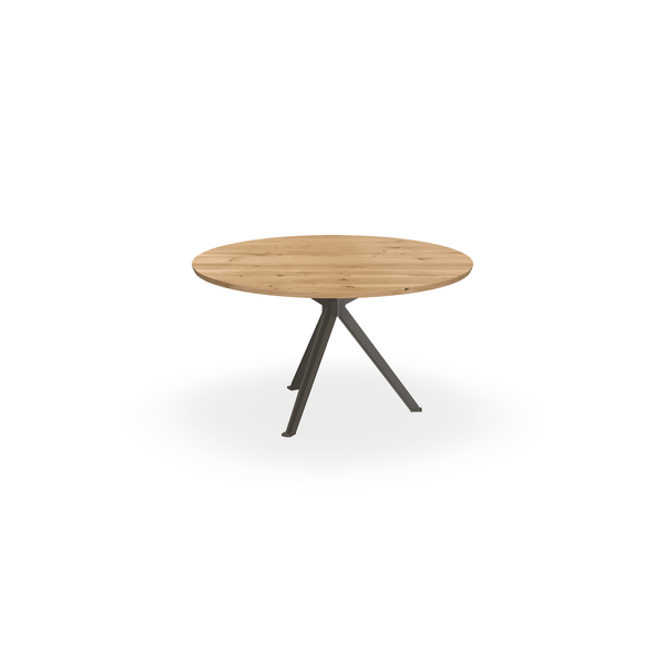 Eettafel Eiken Maurra - Rond - Stella Onderstel Mat Donkerbruin - {{ product.type }} - Kas20