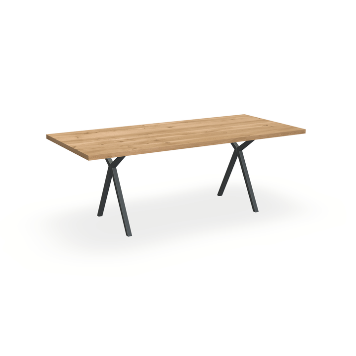 Eettafel Eiken Maurra - Recht - Scissor Onderstel Mat Antraciet - {{ product.type }} - Kas20