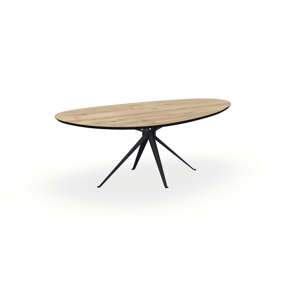 Eettafel Eiken Naturel - Kiezel A - Anna Onderstel Mat Zwart - {{ product.type }} - Kas20