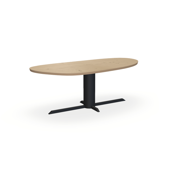 Eettafel Eiken Fineer Noesten Naturel - Organisch B - Ilona Onderstel Mat Zwart - {{ product.type }} - Kas20