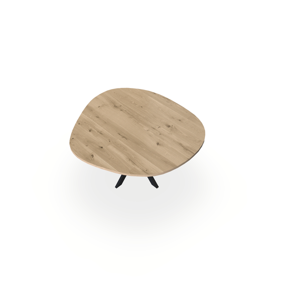 Eettafel Eiken Liqurien - Wolk Rond - Kruispoot Ultra Onderstel Mat Zwart - {{ product.type }} - Kas20