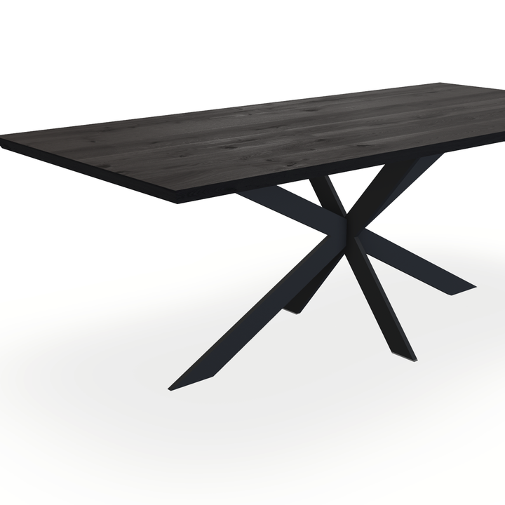 Eettafel Eiken Black Smoke In - Recht - Matrix Ultra Onderstel Mat Zwart - {{ product.type }} - Kas20