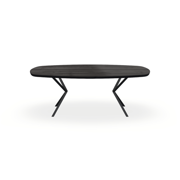 Eettafel Eiken Black Smoke In - Ovaal Deens - Vv Poot Onderstel Mat Zwart - {{ product.type }} - Kas20