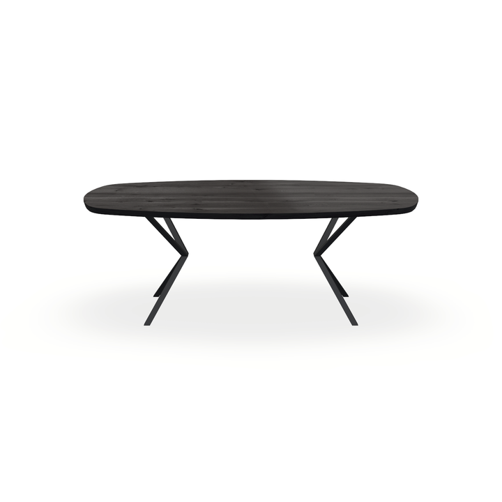 Eettafel Eiken Black Smoke In - Ovaal Deens - Vv Poot Onderstel Mat Zwart - {{ product.type }} - Kas20