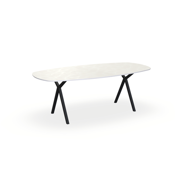 Eettafel Beton Creamy White - Ovaal Deens - Scissor Onderstel Mat Zwart - {{ product.type }} - Kas20