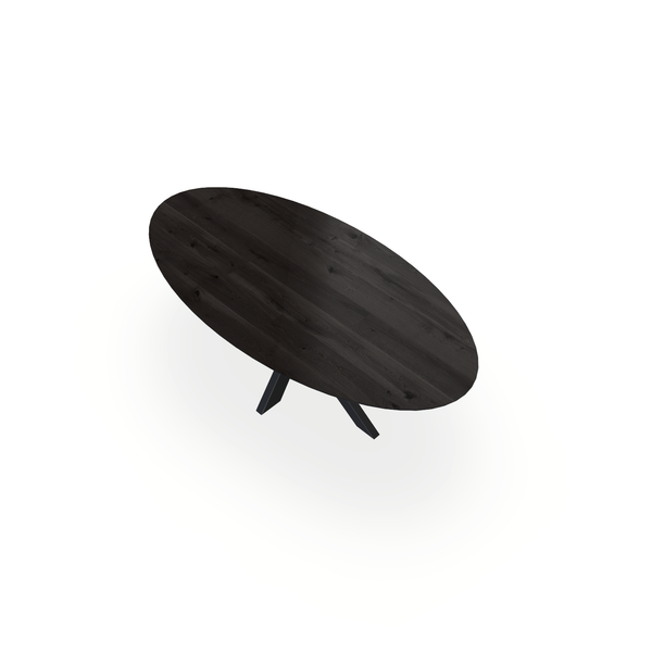 Eettafel Eiken Black Smoke In - Ovaal - Matrix Dun Onderstel Mat Zwart - {{ product.type }} - Kas20