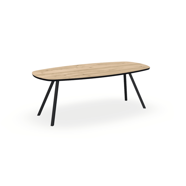 Eettafel Eiken Liqurien - Ovaal Deens - I Schuin Onderstel Mat Zwart - {{ product.type }} - Kas20