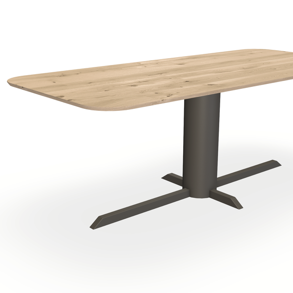 Eettafel Eiken Liqurien - Recht Radius - Ilona Onderstel Mat Donkerbruin - {{ product.type }} - Kas20