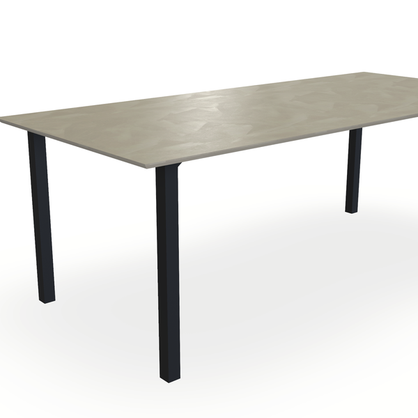 Eettafel Beton Leather Taupe - Recht - Ace Onderstel Mat Zwart - {{ product.type }} - Kas20