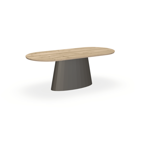 Eettafel Eiken Naturel - Ovaal Plat - Sjors Onderstel Mat Donkerbruin - {{ product.type }} - Kas20