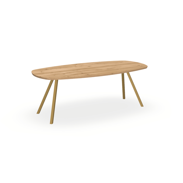 Eettafel Eiken Maurra - Ovaal Deens - I Schuin Onderstel Mat Goud - {{ product.type }} - Kas20
