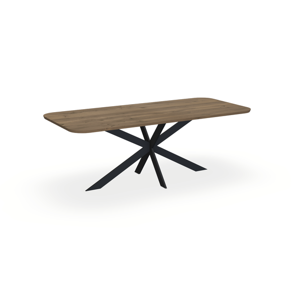 Eettafel Eiken Chocolate - Recht Radius - Matrix Ultra Onderstel Mat Zwart - {{ product.type }} - Kas20