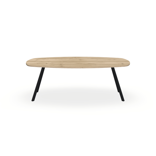 Eettafel Eiken Naturel - Ovaal Deens - I Schuin Onderstel Mat Zwart - {{ product.type }} - Kas20