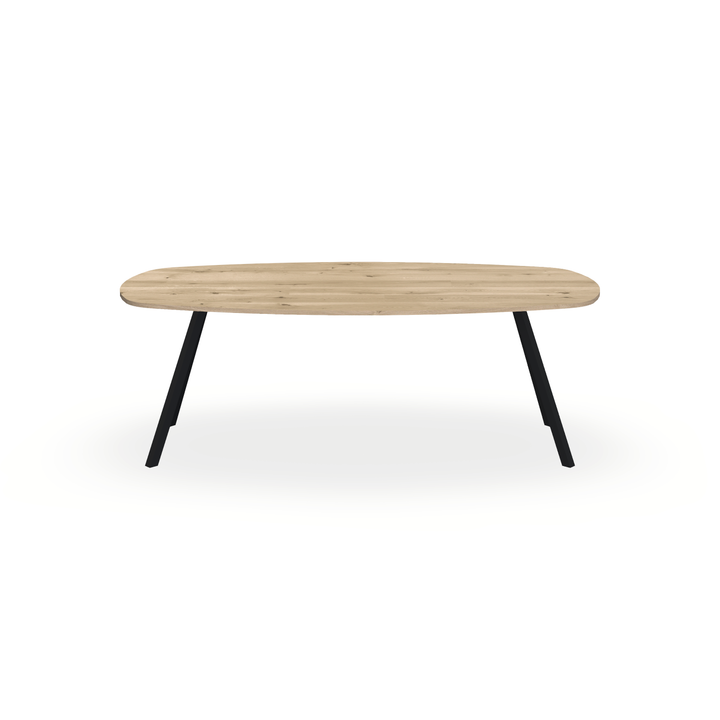 Eettafel Eiken Naturel - Ovaal Deens - I Schuin Onderstel Mat Zwart - {{ product.type }} - Kas20