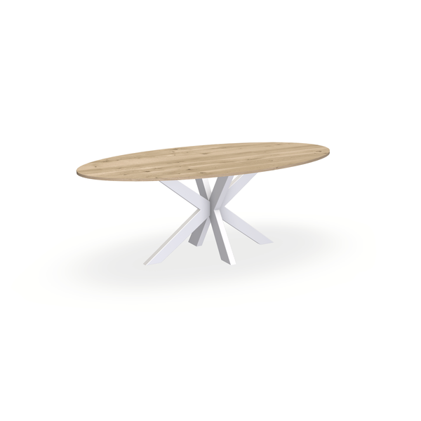 Eettafel Eiken Naturel - Ovaal - Matrix Dun Onderstel Mat Wit - {{ product.type }} - Kas20