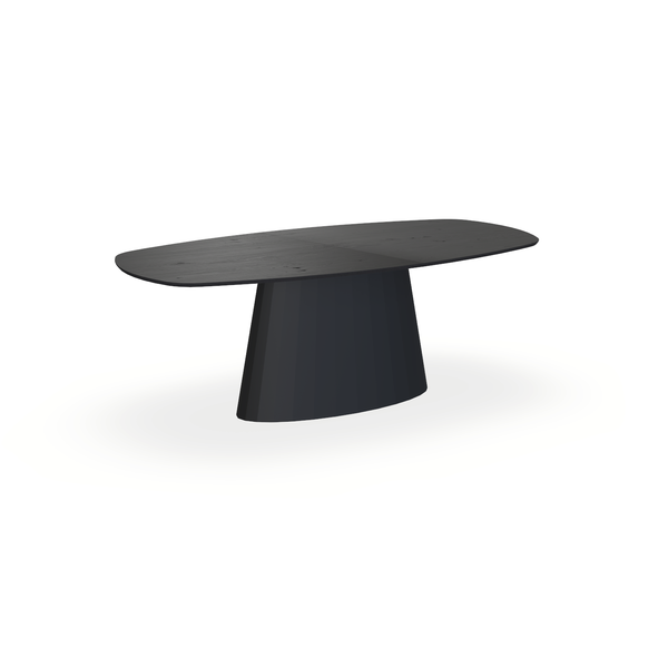 Eettafel Eiken Fineer Noesten Zwart - Ovaal Deens - Sjors Onderstel Mat Zwart - {{ product.type }} - Kas20