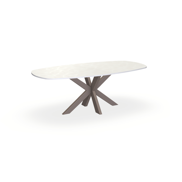 Eettafel Beton Creamy White - Ovaal Deens - Matrix Dun Onderstel Mat Lichtbruin - {{ product.type }} - Kas20
