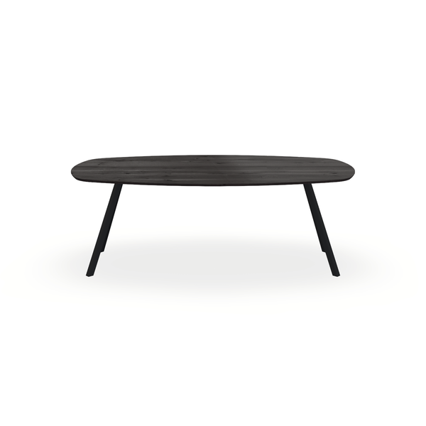 Eettafel Eiken Black Smoke In - Ovaal Deens - I Schuin Onderstel Mat Zwart - {{ product.type }} - Kas20