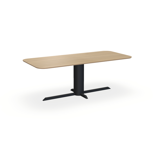 Eettafel Eiken Fineer Naturel - Recht Radius - Ilona Onderstel Mat Zwart - {{ product.type }} - Kas20