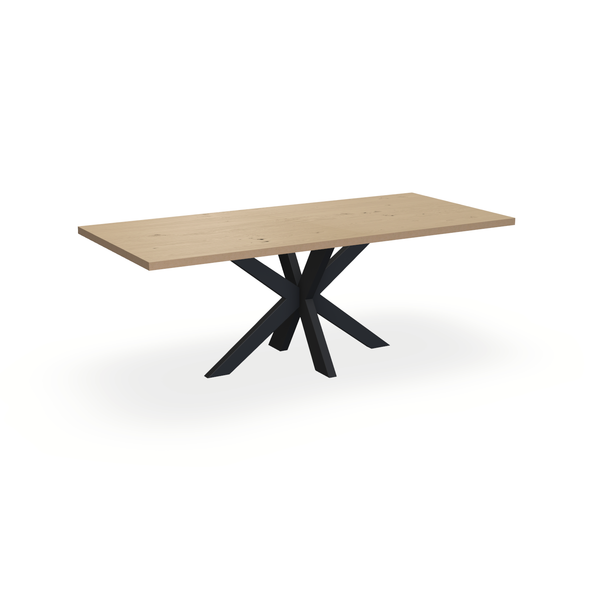 Eettafel Eiken Fineer Noesten Naturel - Recht - Matrix Dun Onderstel Mat Zwart - {{ product.type }} - Kas20