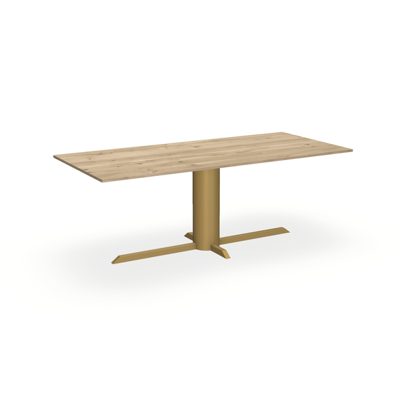 Eettafel Eiken Naturel - Recht - Ilona Onderstel Mat Goud - {{ product.type }} - Kas20